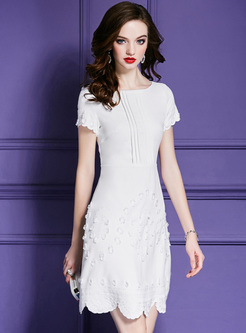 White O-neck Slim A Line Dress
