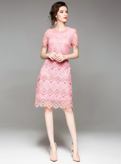 Perspective Mesh Lace-Paneled A Dress