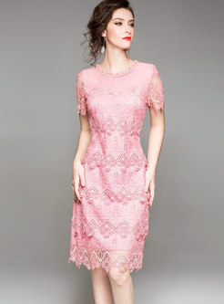 Perspective Mesh Lace-Paneled A Dress