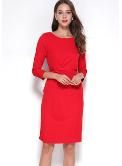 Elegant Chiffon Solid Color Splicing Bodycon Dress