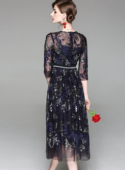 Contemporary Mesh Embroidered Maxi Dress
