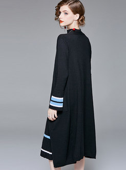 Fashion Flare Sleeve Knitted Cardigan Long Coat