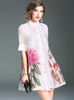 Dresses | Shift Dresses | Plus Size Short Sleeve Embroidered Mini Dress