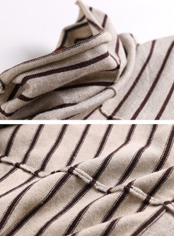 Three Quarters Striped Knitting Shift Dress