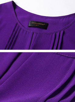 Purple Flare Sleeve Gauze Perspective Dress