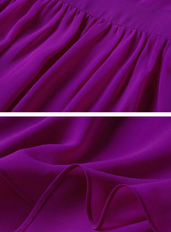 Sleeveless Gauze Splicing Purple Skater Dress