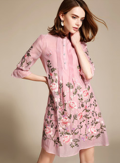 Chic Embroidered Perspective Loose Shift Dress