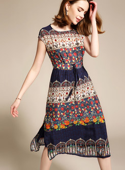 Vintage Silk Sleeveless High-Rise Dress