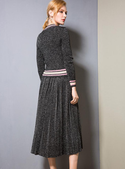 Black Long Sleeve Big Hem Knitted Dress