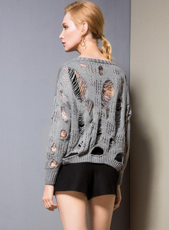Fashionable Hollow Out Pullover Sweater