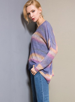 Fashionable Striped Loose Irregular Sweater