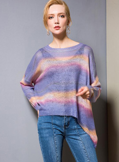 Fashionable Striped Loose Irregular Sweater