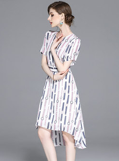 Fashion V-neck High-Rise Asymmetric Dress