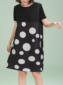 Polka Dots Short Sleeve Shift Dress