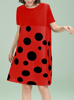 Polka Dots Short Sleeve Shift Dress