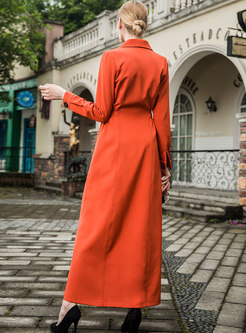 Brief Double-breasted  All-match Long Trench Coat