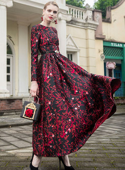 Fashionable Print Big Hem Maxi Dress