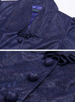 Sapphire Turn-down Collar Button-front Lace Dress