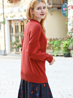 Solid Color Loose Splicing Sweater
