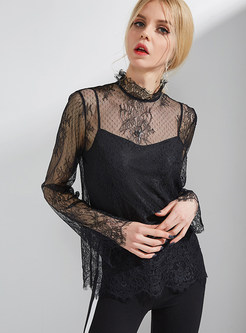 Sexy Hollow Out Lace Blouse With Tanks
