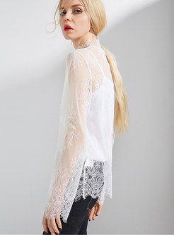 Sexy Hollow Out Lace Blouse With Tanks