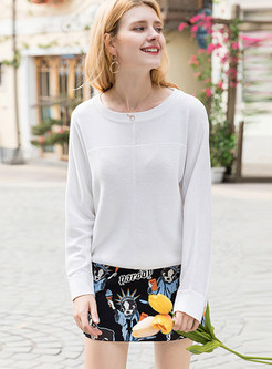 Solid Color Bat Sleeve Loose Sweater