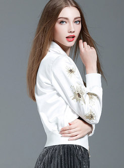 O-neck Zip-up Embroidered Jacket