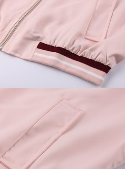 Stylish Pink Embroidered Back Short Coat
