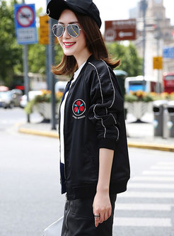Rose Embroidered Stand Collar Jacket