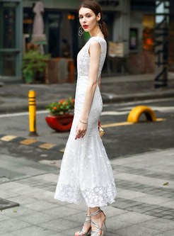 Fashion Floral Stereoscopic Maxi Dress