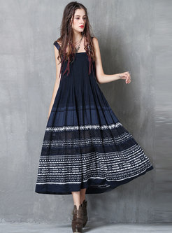 Ethnic Embroidered Big Hem Sling Dress