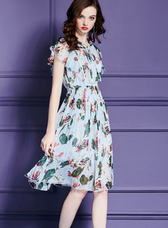 Chic Chiffon Floral Zippered Dress
