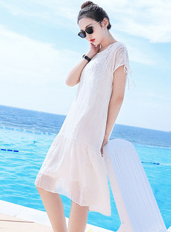 Chic White Silk Loose Dress With Tanks