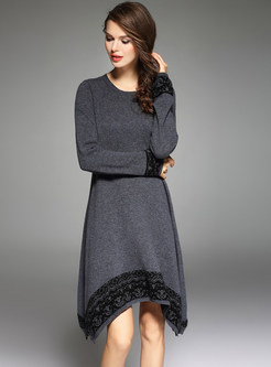 Chic Irregular Big Hem Wool Knitted Dress