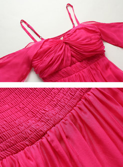 Rose Red Off Shoulder Beach Maxi Dress