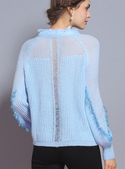 Fashionable Sequin Batwing Sleeve Knitted Top