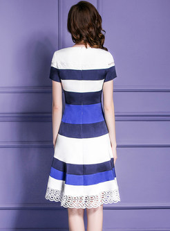 Fashionable Striped High Waist Slim Dress