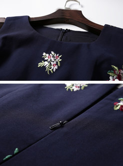 Stylish Sleeveless Floral Embroidered Mini Dress
