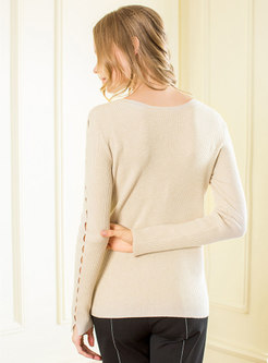 Long Sleeve Hollow Wool Sweater