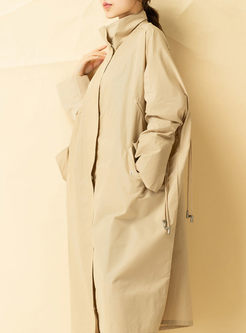 Turn Down Collar Tied Loose Trench Coat