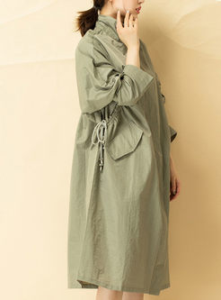 Turn Down Collar Tied Loose Trench Coat