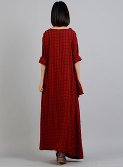 V-neck Asymmetric Pleated Maxi Dress