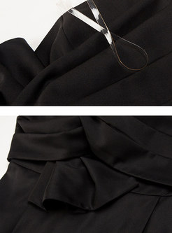 Party Black Asymmetric Slit Sexy Open-Back Dress