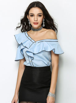 Sexy Off-the-shoulder Ruffle Pullover Blouse