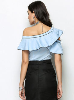 Sexy Off-the-shoulder Ruffle Pullover Blouse