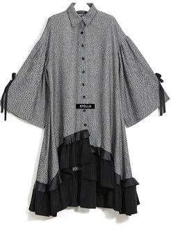 Stylish Long Sleeve Irregular T-Shirt Dress