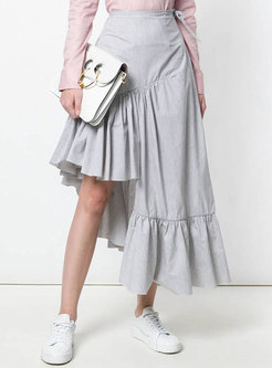 Elegant High-Rise Ruffled Asymmetric Skirt