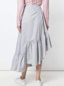 Elegant High-Rise Ruffled Asymmetric Skirt