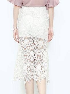 Sexy See Though Lace Sheath Skirt