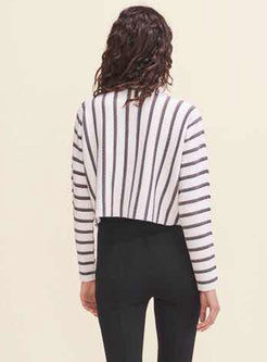 Brief Striped Turtle Collar Knitted Sweater